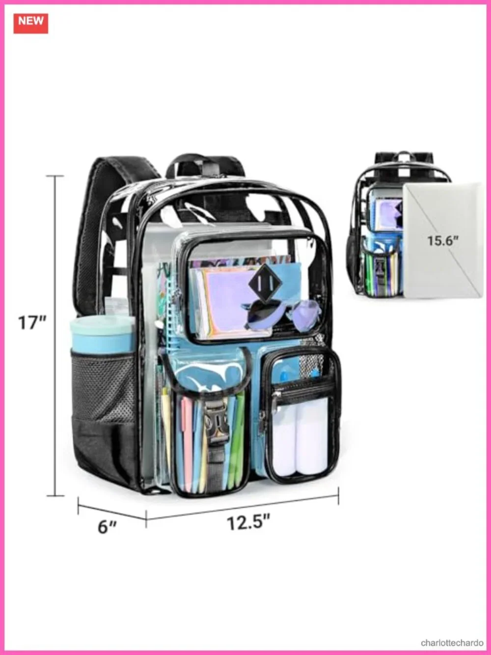 Clear Backpack, Heavy Duty Transparent Bookbag for School Work College
